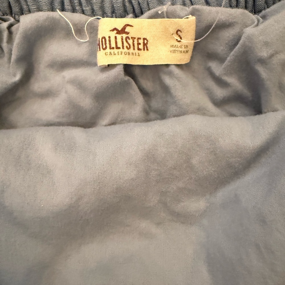 Hollister Womens Strapless Embroidered Chambray Romper Tie Waist Size S - Picture 8 of 10